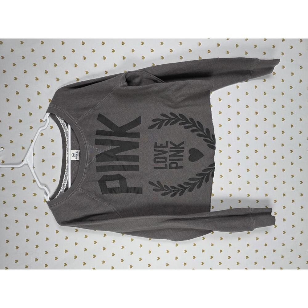 PINK Victoria's Secret Gray Cropped Sweatshirt